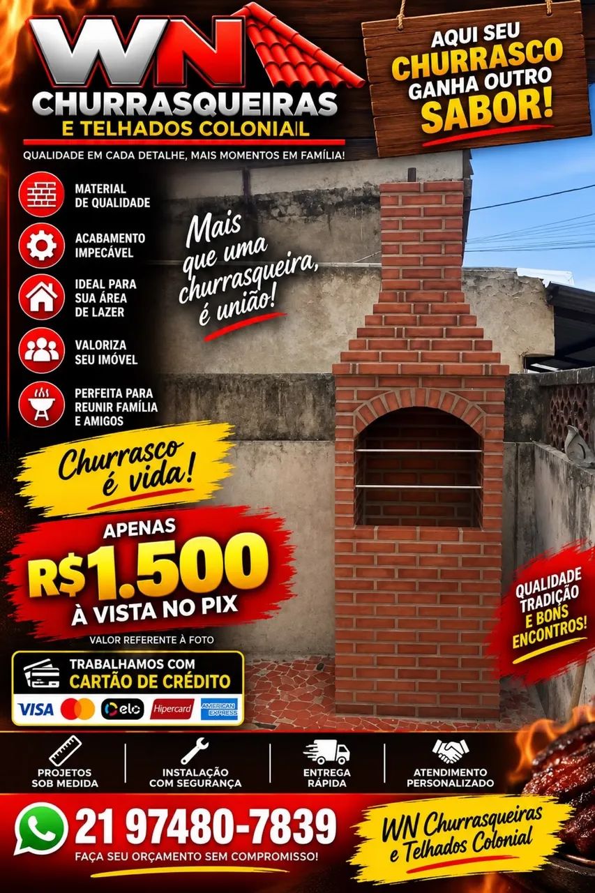 Churrasqueira telhado colonial