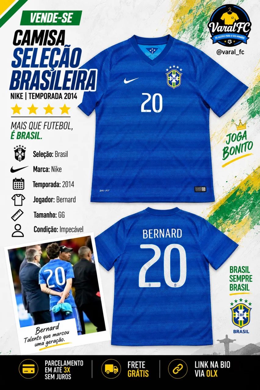 Camisa Reserva Brasil Copa de 2014 GG - Foto 5