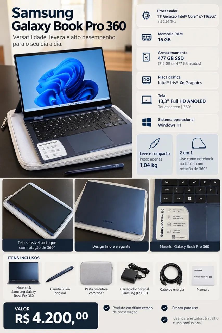 Notebook galaxy book pro 360 - Foto 3