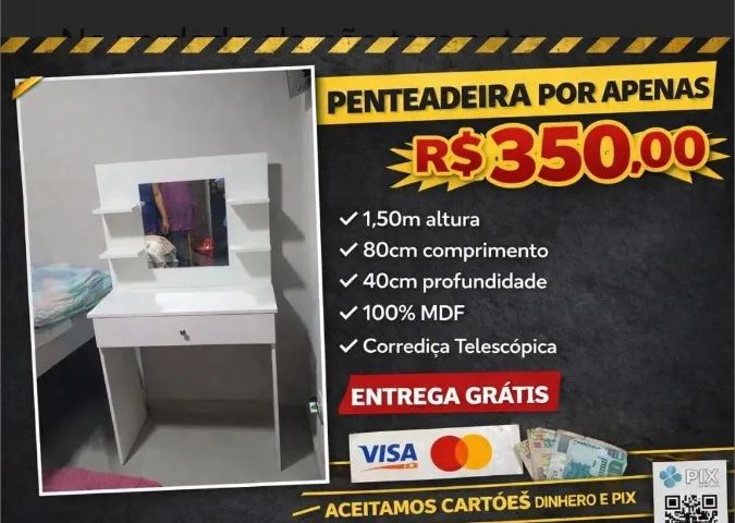 MESA PENTEADEIRA COM ESPELHO MDF NOVO  - Foto 3