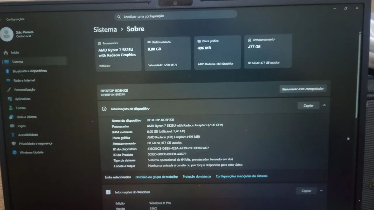 Notebook VAIO Ryzen 7 5825U, 8GB RAM, SSD 512GB, Windows 11 Pro - Foto 3