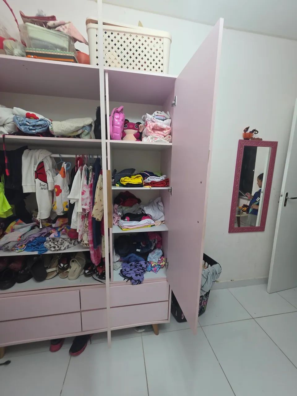 Guarda  roupa infantil rosa - Foto 4