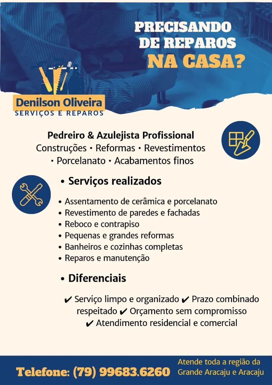 Pedreiro em geral e Azulejista 