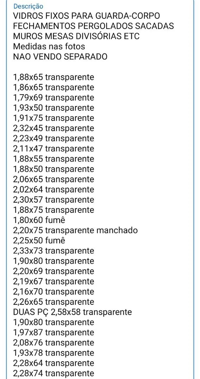 120 vidros FIXOS blindex grandes catalogados pra vários fins e 70 sem catalogar - Foto 2