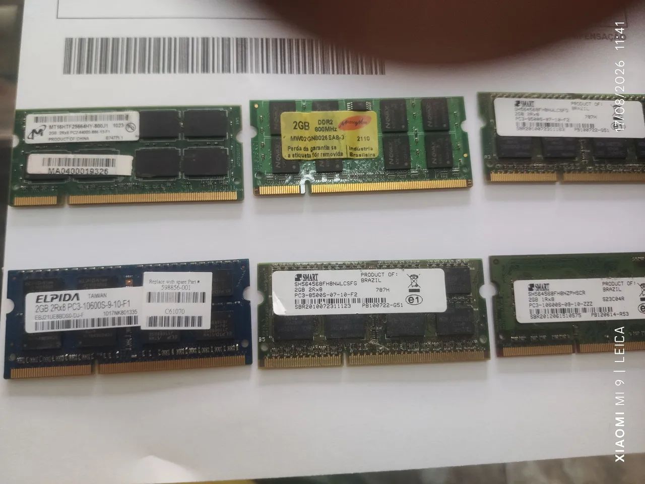 Memória ram 2gb ddr3 e ddr2