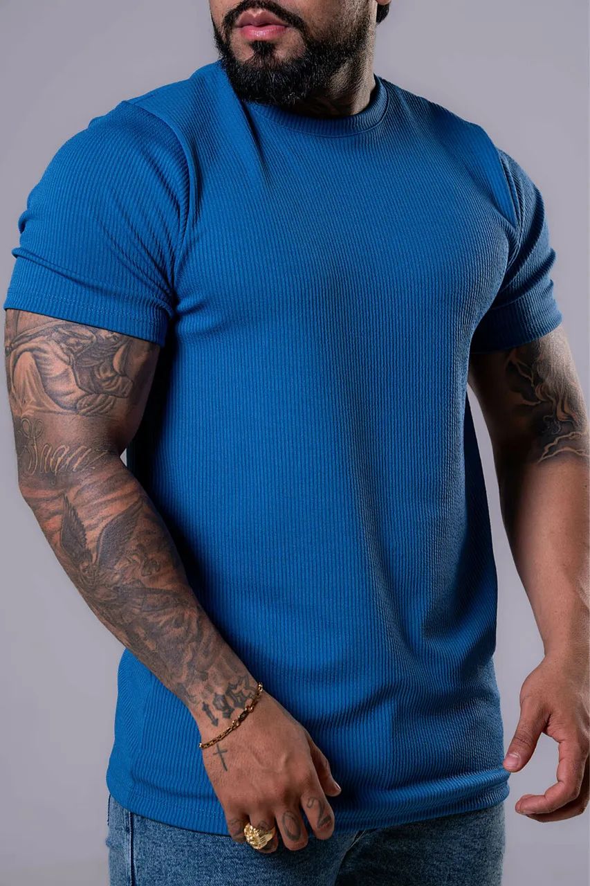 Camisa canelada com elastano  - Foto 4
