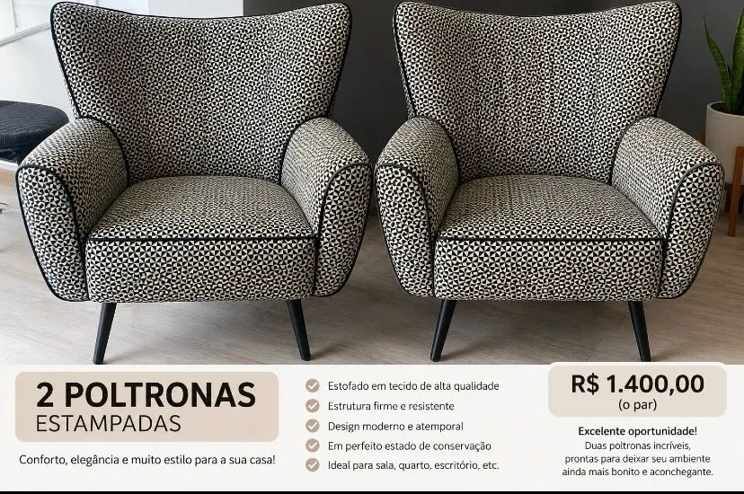Poltronas de alto padrão, confortável e elegante