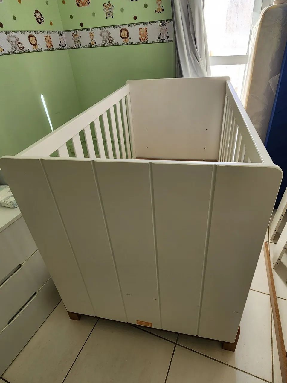 Berço para Bebe Criança Vira Mini Cama Branco com colchao - Foto 3