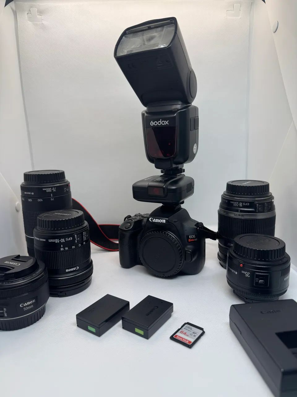 Câmera Canon SL3 4k com kit de lentes e flash externo - Foto 4