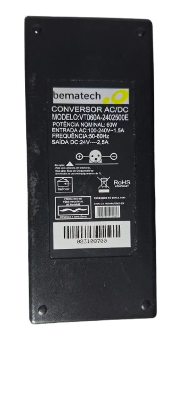 Fonte de Alimentação Bematech Impressora modelo VT060A-2402500E 24v 2.5a - Foto 3
