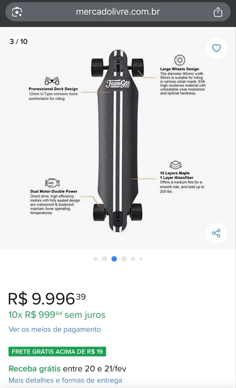 Longboard elétrico Tesla  - Foto 4