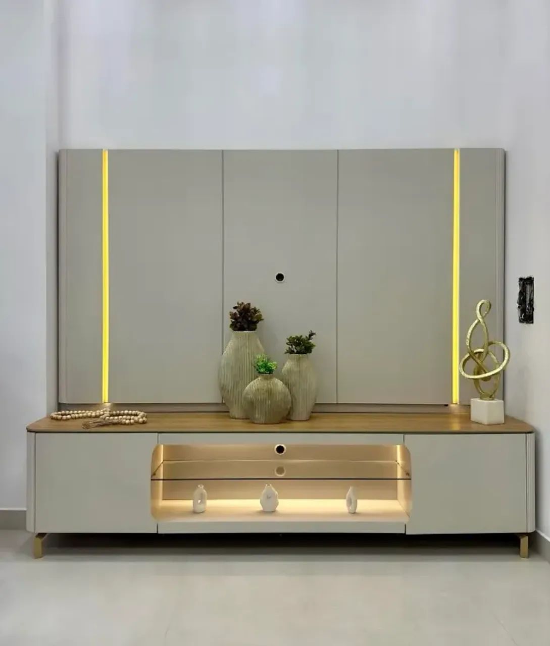 PAINEL + RACK SANTORINI 2,40M  MDF. PRONTA ENTREGA. - Foto 4