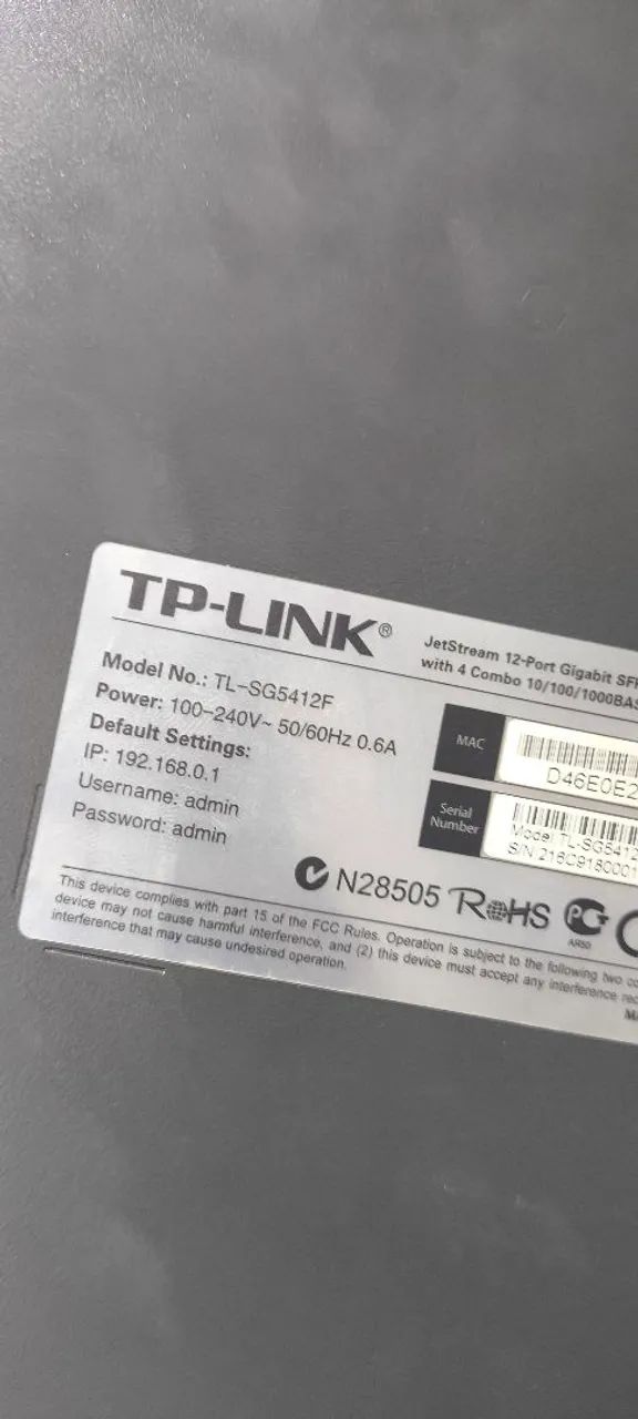 Switch Gigabit TP-Link L2 SFP de 12 portas Modelo TL-SG5412F - Foto 3