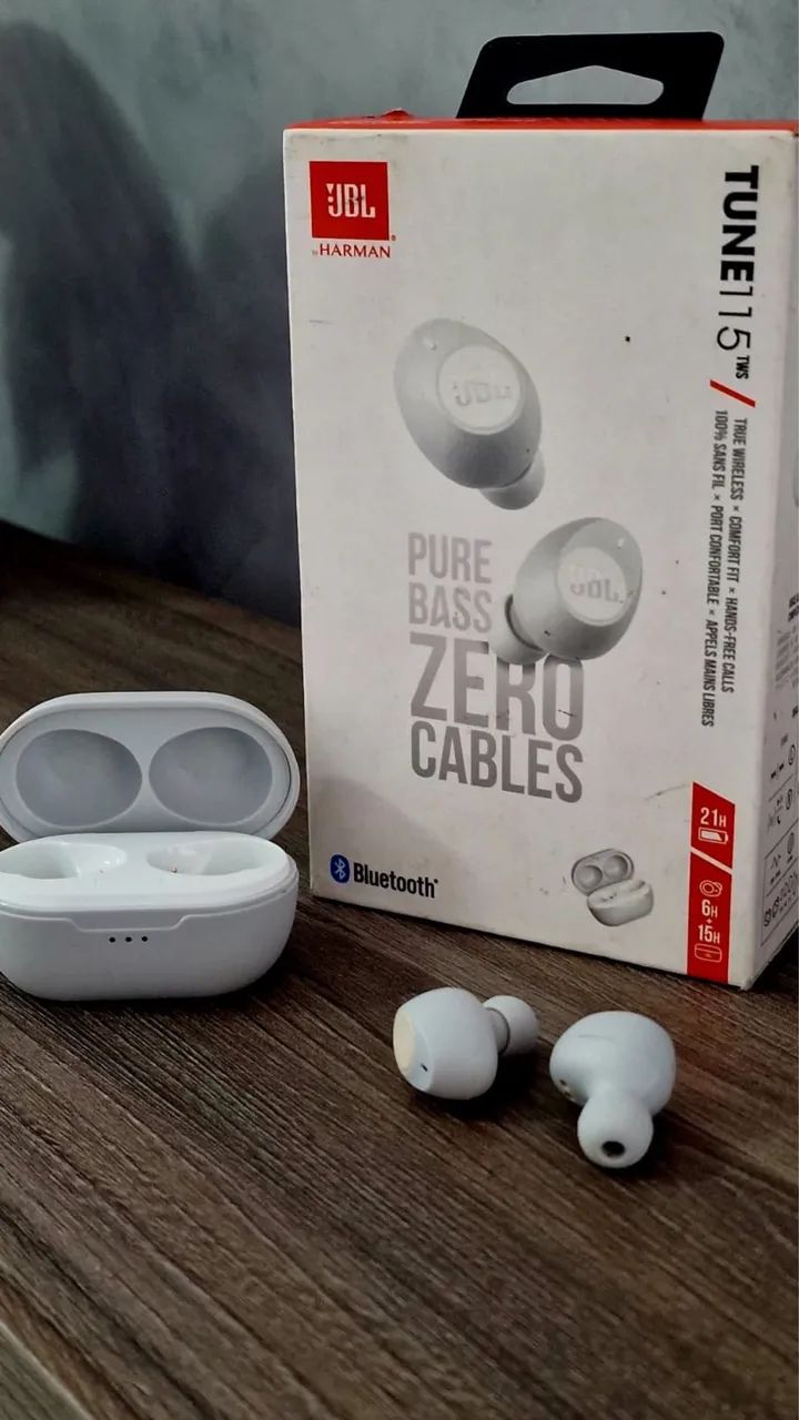Fone De Ouvido JBL Tune 115tws Bluetooth Microfone Branco