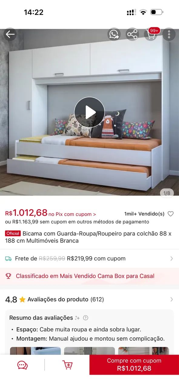 Bicama e roupeiro  - Foto 3