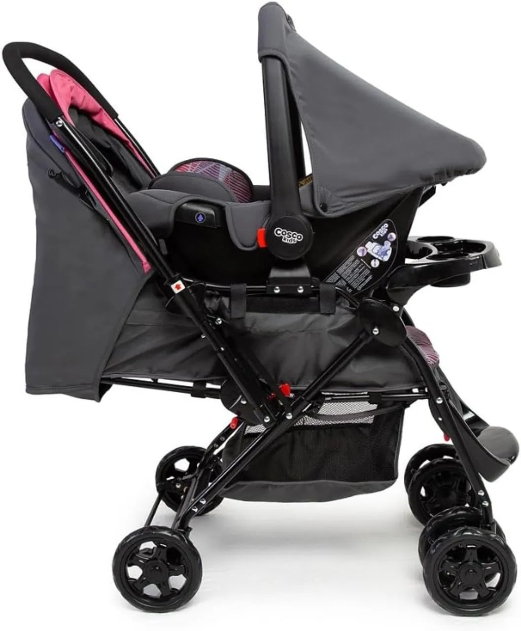 Carrinho infantil Cosco Kids Reverse Trio Rosa onda - Novo (caixa lacrada) - Foto 5