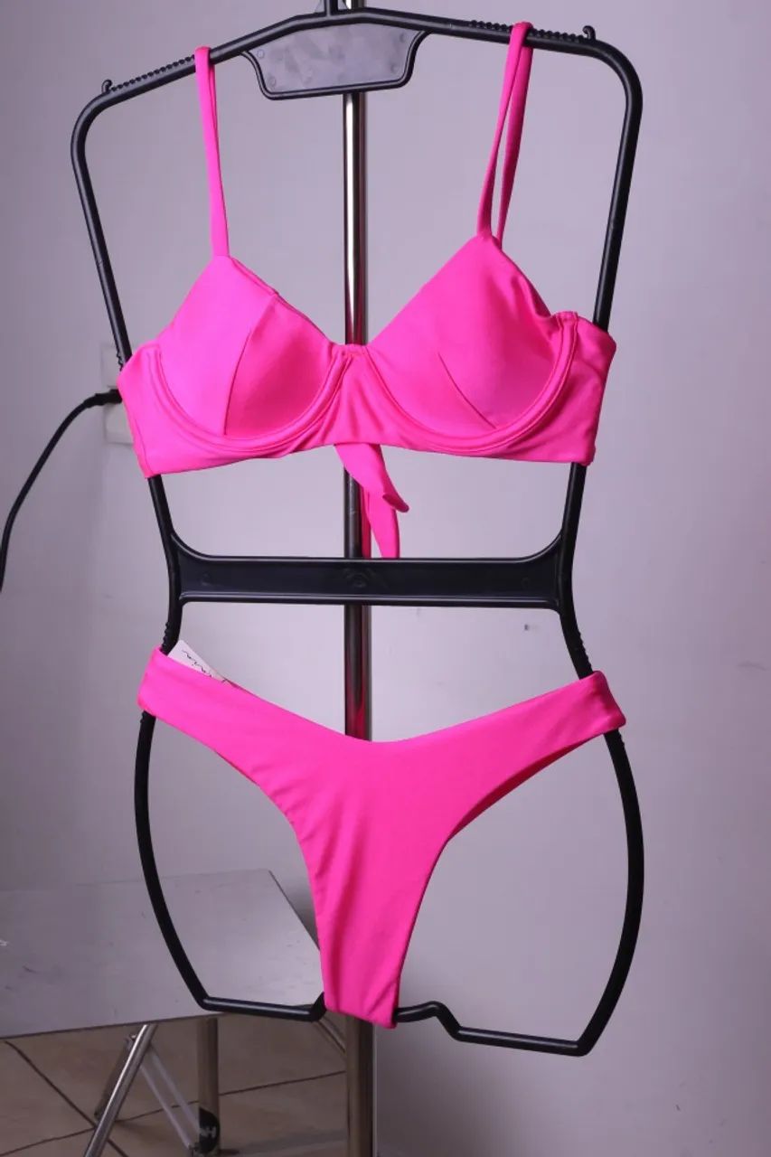 Biquíni Elly Pink Meia Taça com Laço P - Foto 3