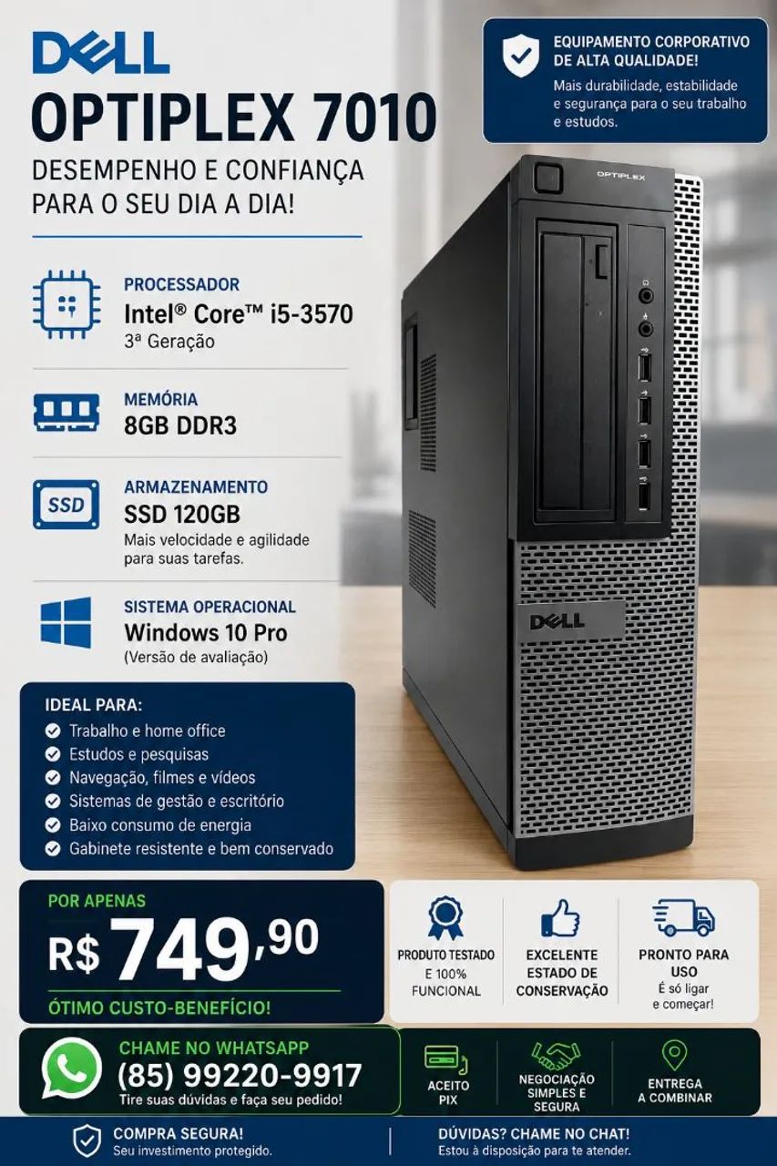 PC Dell i5 + SSD Super Rápido | 8GB RAM - Computadores e Desktops
