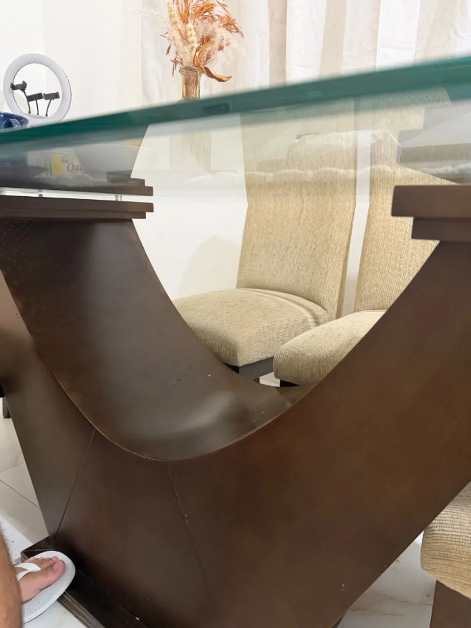 Mesa de jantar de vidro com 6 lugares - Foto 4