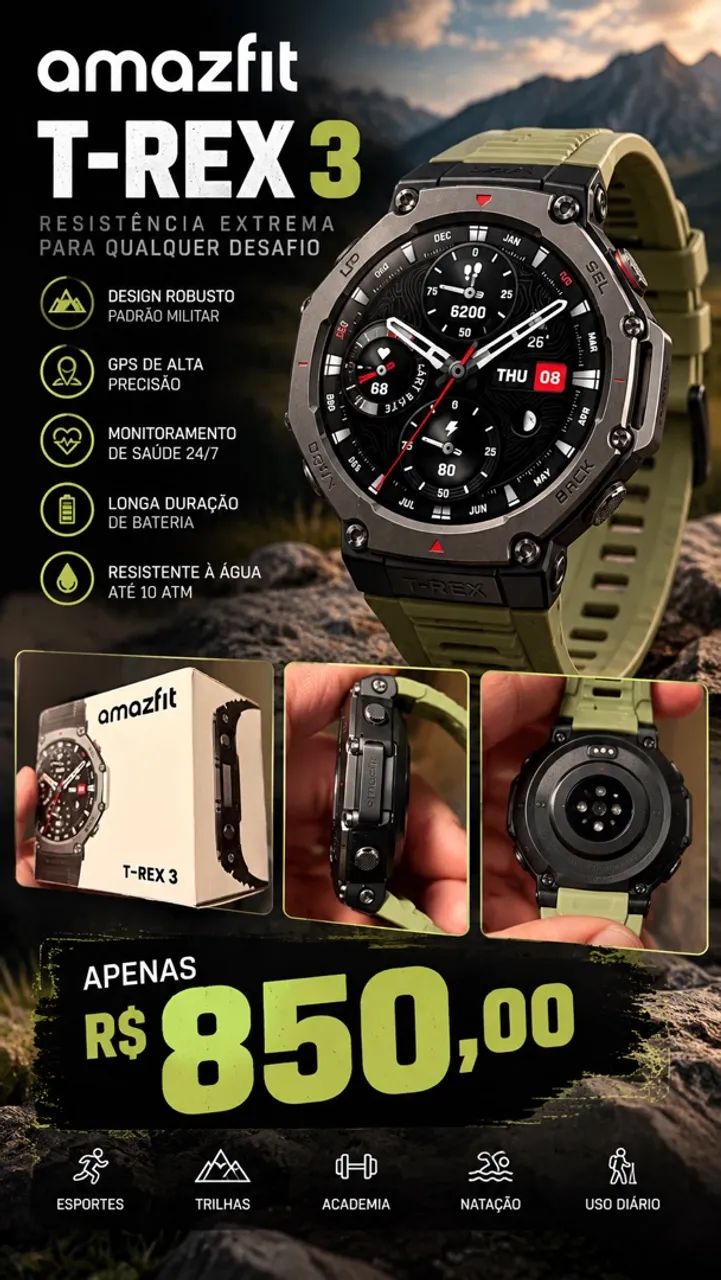 Relógio Amazfit T-Rex 3