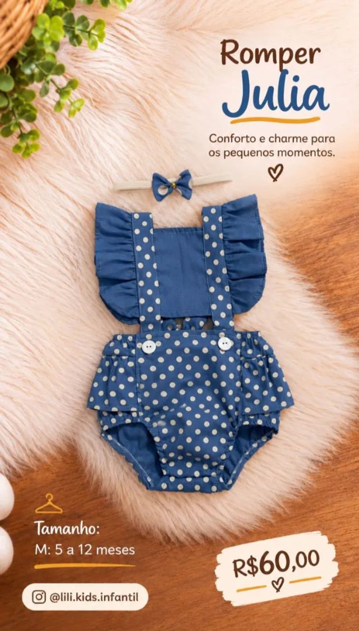 Romper Infantil Julia 5 a 12 meses  - Foto 5