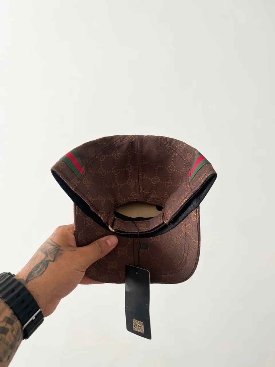 Boné Gucci Marrom faixa lateral  - Foto 3