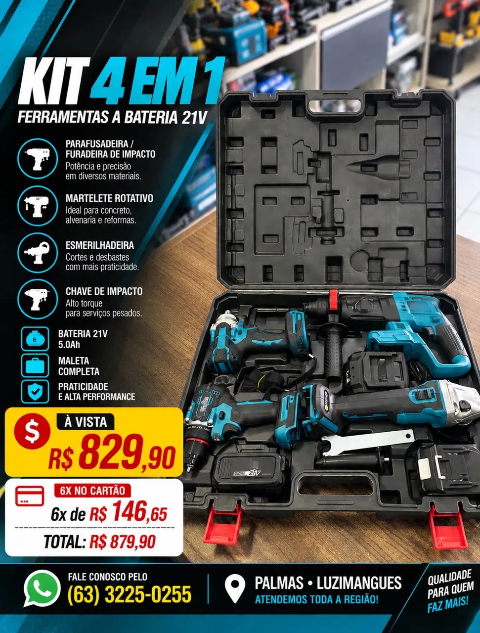 KIT 4 FERRAMENTAS A BATERIA