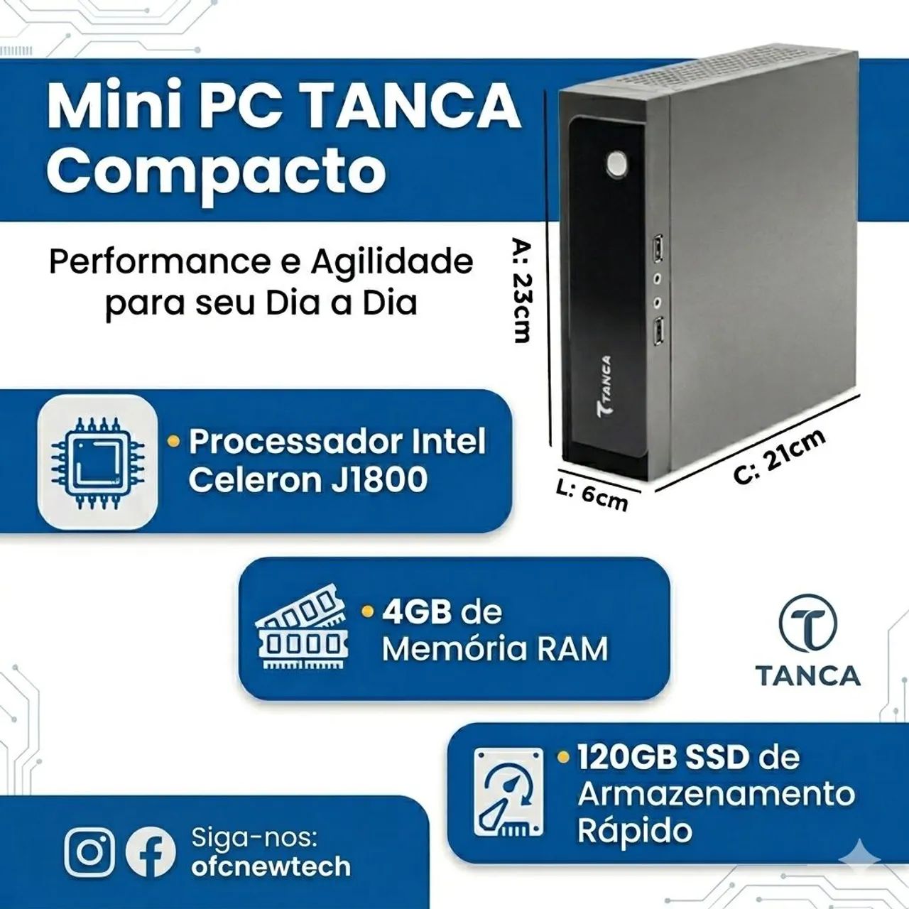 Mini Pc Celeron, 4GB Ram, SSD 120GB