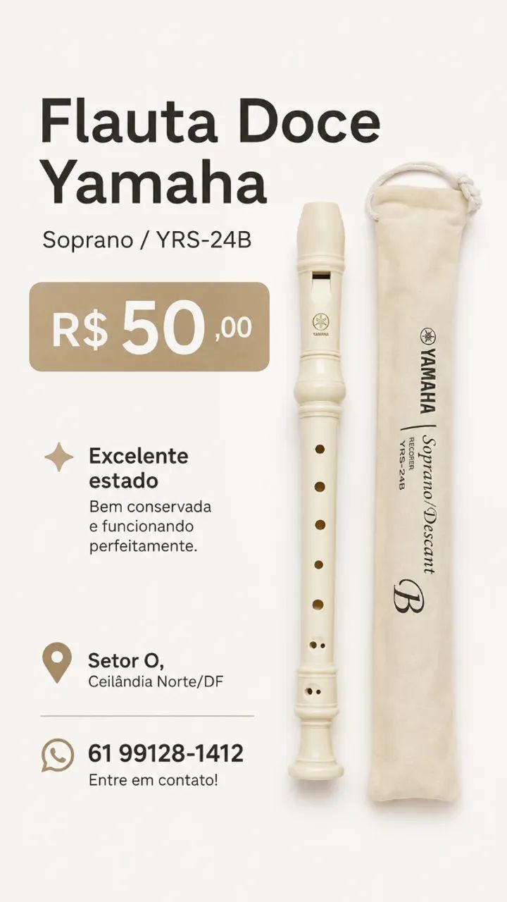 Flauta Doce Soprano Yamaha