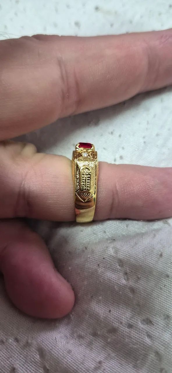 Anel Formatura Direito Advogado com emblemas lex e balança 