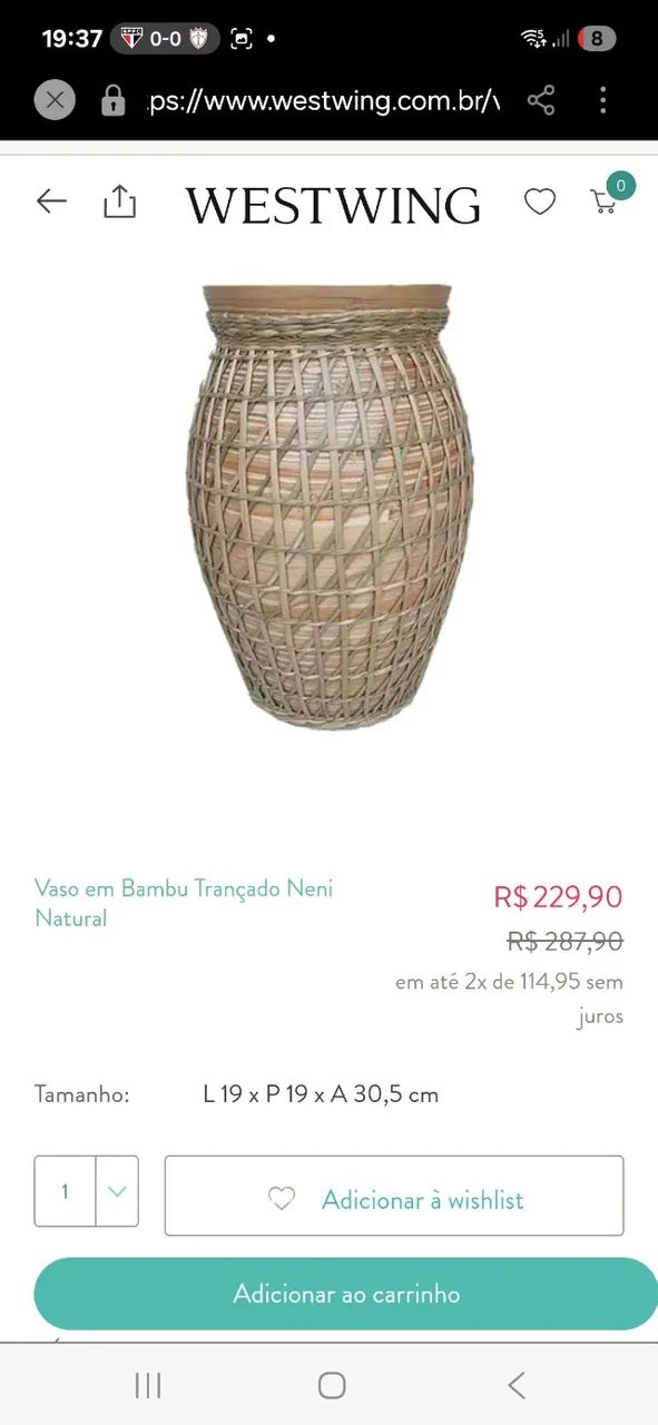Vaso decorativo de bambu 