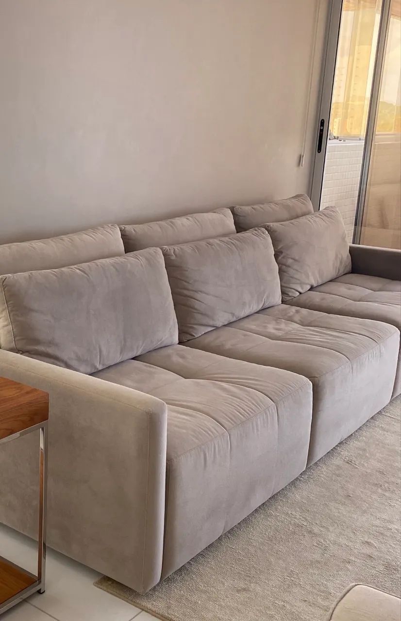 Sofá Modular 3 Módulos 3m - Suede Marrom-Claro - Fixo - Foto 2