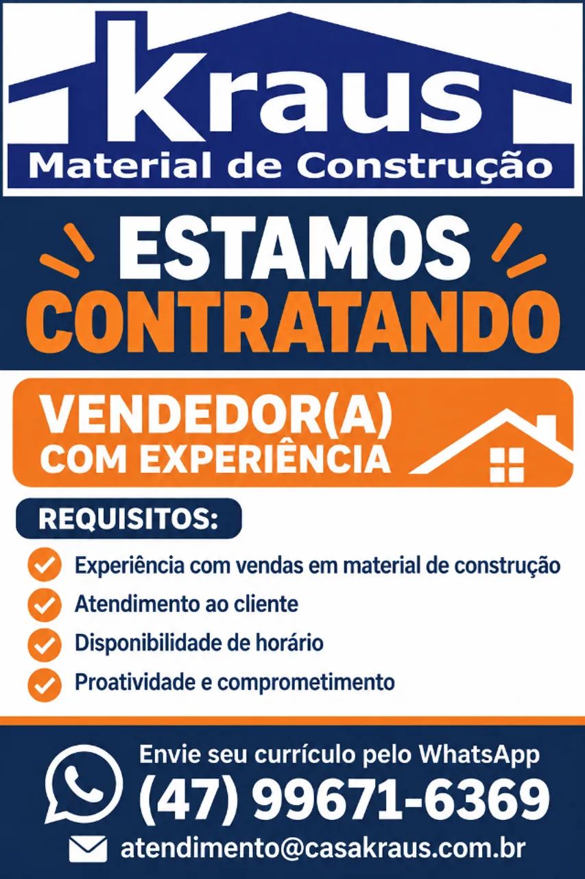 VENDEDOR COM EXPECIÊNCIA EM MATERIAL DE CONTRUÇÃO
