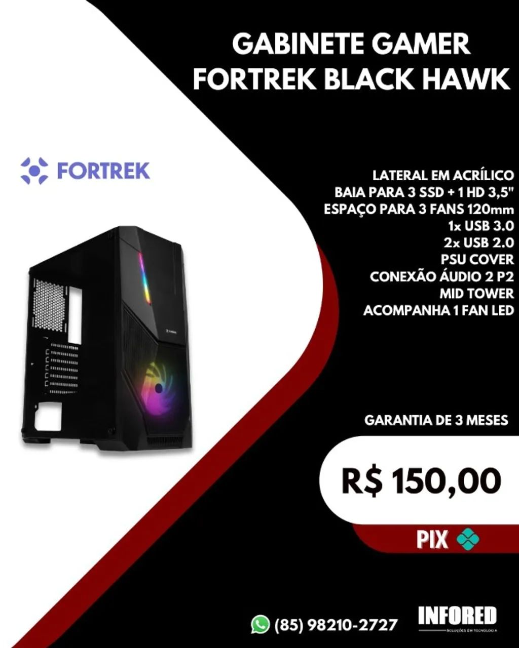 Gabinetes Gamer - Modelos Compactos e Mid Tower - Foto 2
