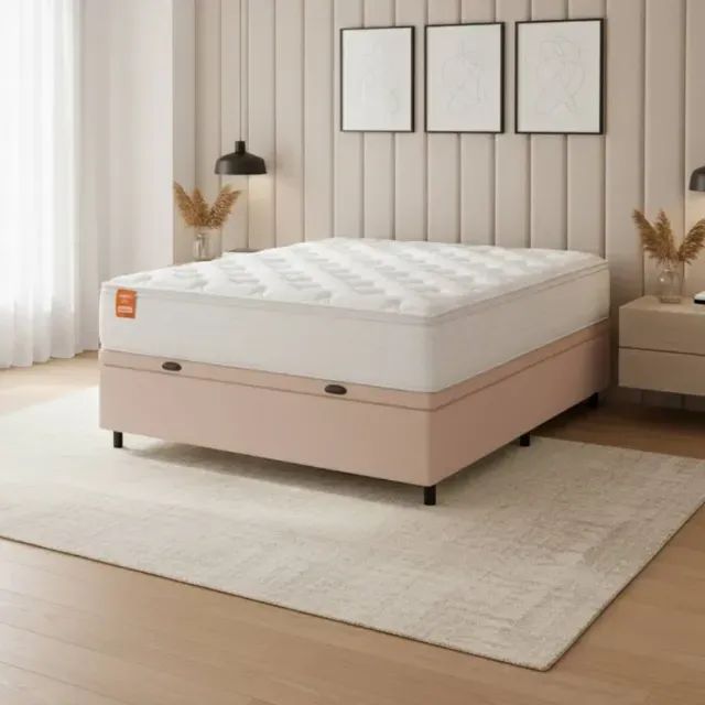 Colchão Casal Molas + Cama Box Baú - Foto 2