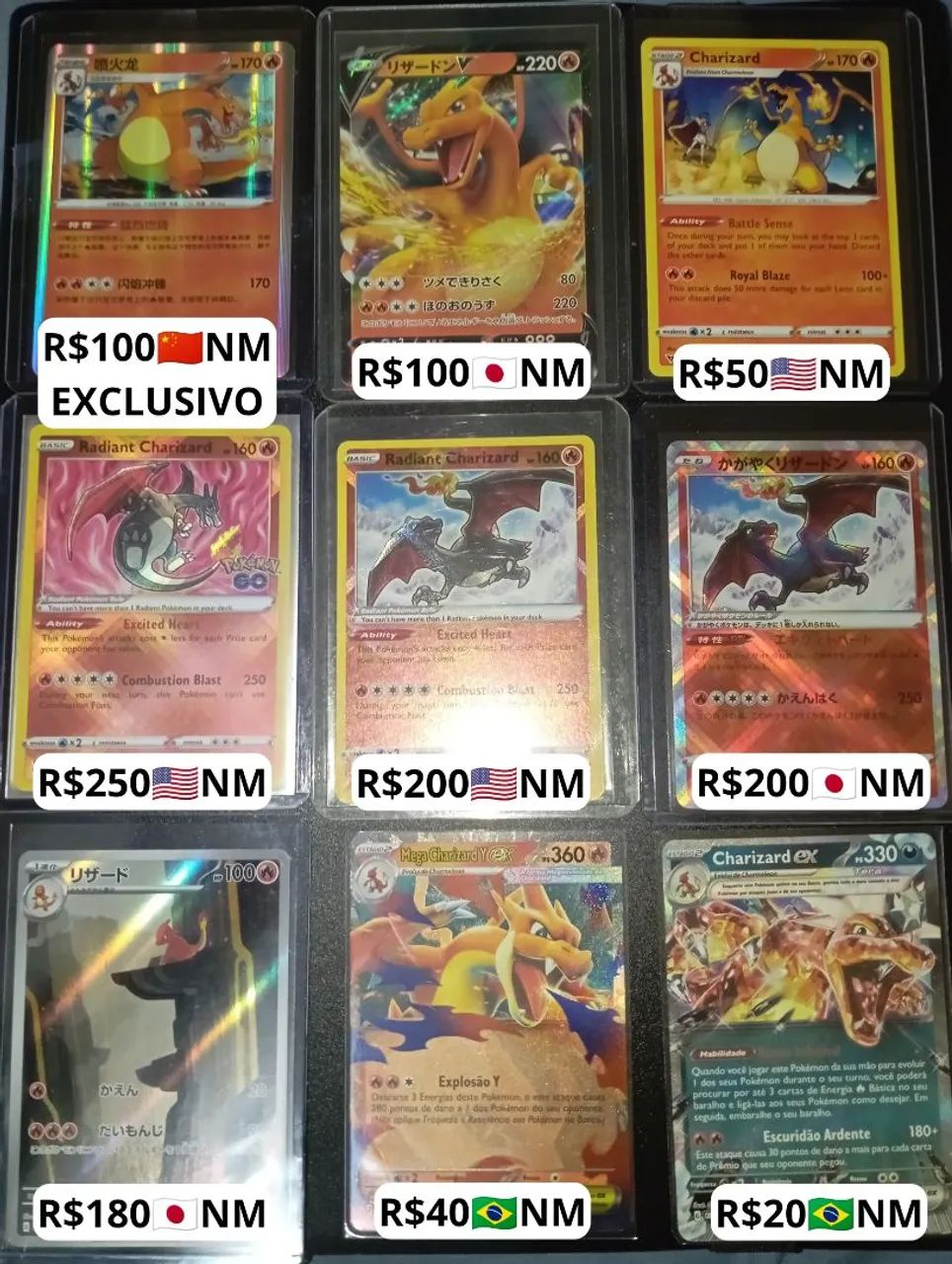 Cartas Pokémon Charizard e charmeleon Raras