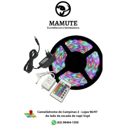 Fita Led 5050 Rgb Colorida 5 Metros Com Controle e Fonte 