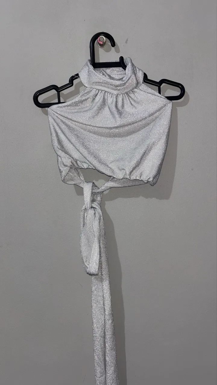 Conjunto de brilho prata tamanho P