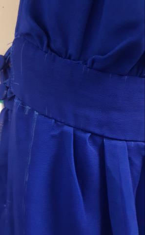 Vestido longo em chiffon degrade azul frente única G ver medidas - usado