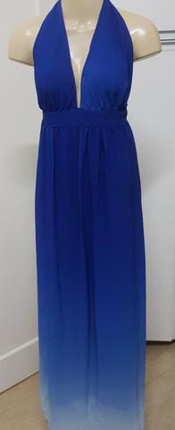 Vestido longo em chiffon degrade azul frente única G ver medidas - usado - Foto 6
