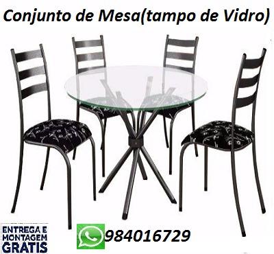 Lindo Conjunto de Mesa Com (Tampo de Vidro) e Base Entrelaçada Nova Na Caixa