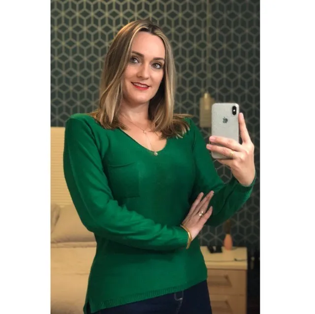 Blusa Tricot Manga Longa Bolsinho