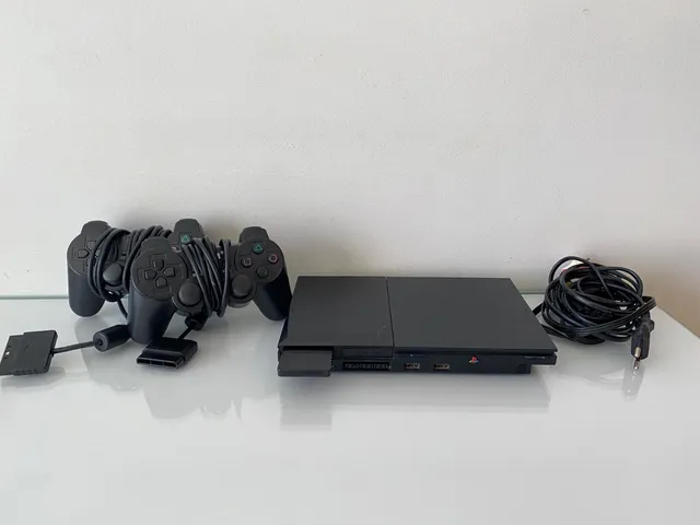 Vídeo Game Playstation 2 Ps2 Slim Completo+ 02controles+ 43 J0gs