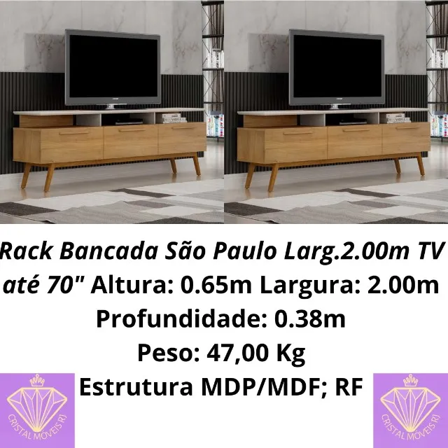 Bancada São Paulo Larg.2.00m TV até 70 RF