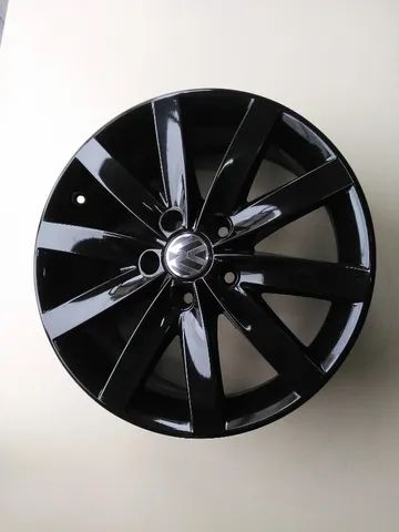 Jogo de rodas aro 17 vw jetta 5x112 17x7 et54 preta brilhante - Foto 3
