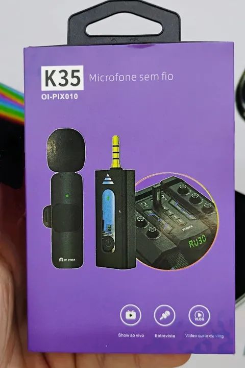 Microfone Sem Fio K35 - Ideal para Vlogs e Entrevistas