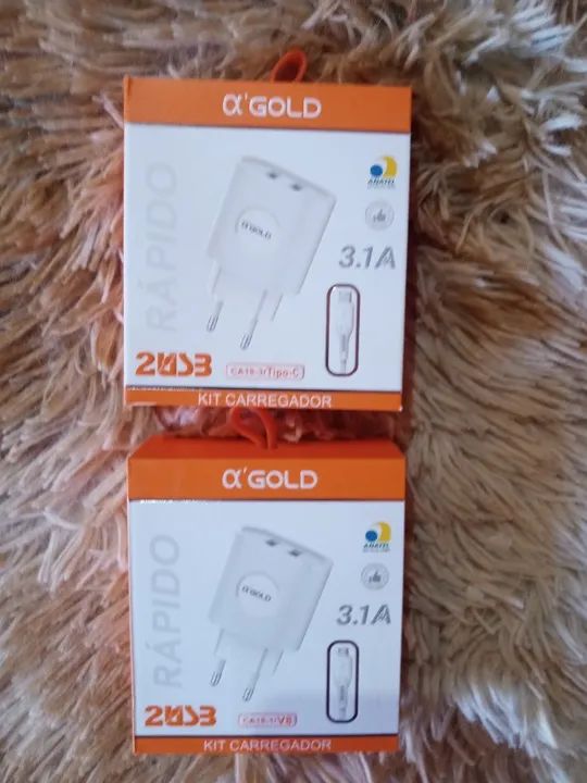 Carregador Rápido Tipo-V8 3.1A e Cabo USB A'GOLD CA18-1 - Foto 3