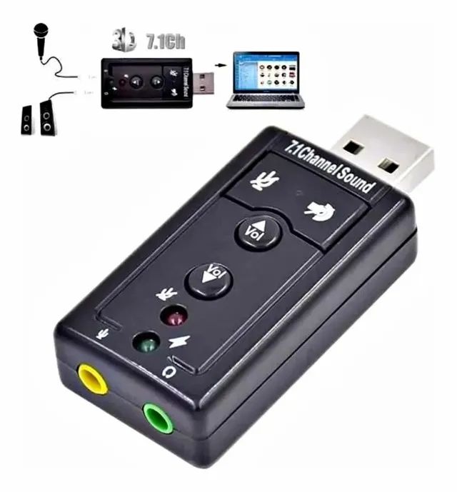 Adaptador Placa De Som Usb 7.1 Com P2 Microfone Pc Notebook