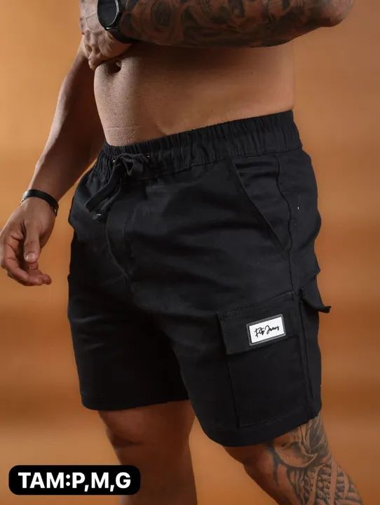 Shorts Masculino Preto creme bermuda mauricinho CARGO alto padrão de conforto 