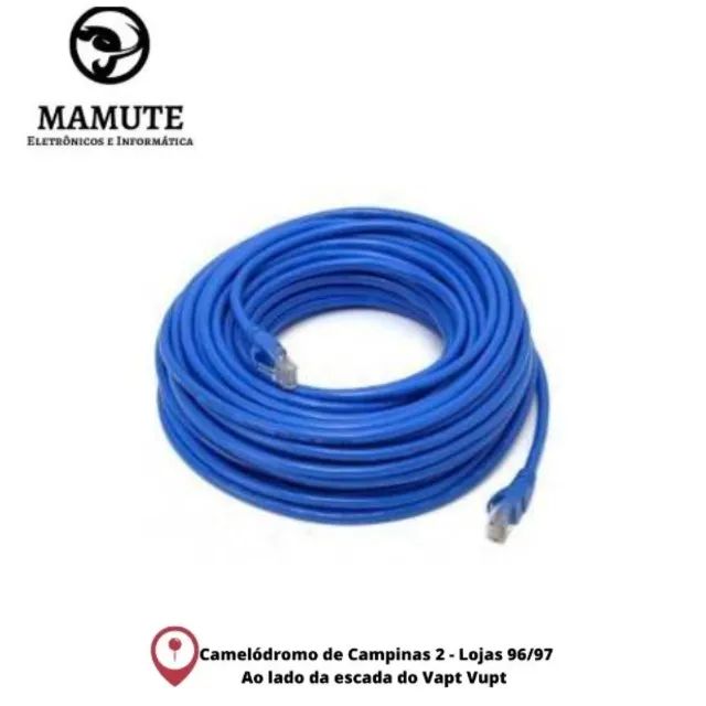 Cabo De Rede Azul 20 Metros Rj45 Crimpado Cat5e Internet Lan